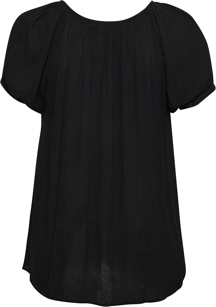 KAFFE CURVE Kurzarm-Bluse KCami Bluse Grosse Grössen Damen Kurzarm Rundhals Plus Size Shirt 44 Black