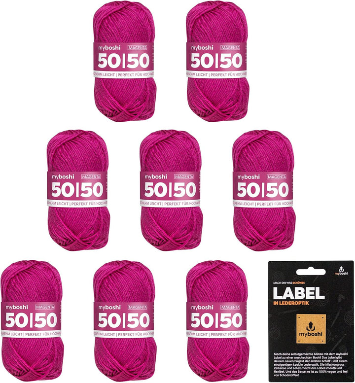 myboshi 50/50-Ganzjahres-Wolle, inkl. original myboshi Label in Lederoptik, für Oberbekleidung geeig