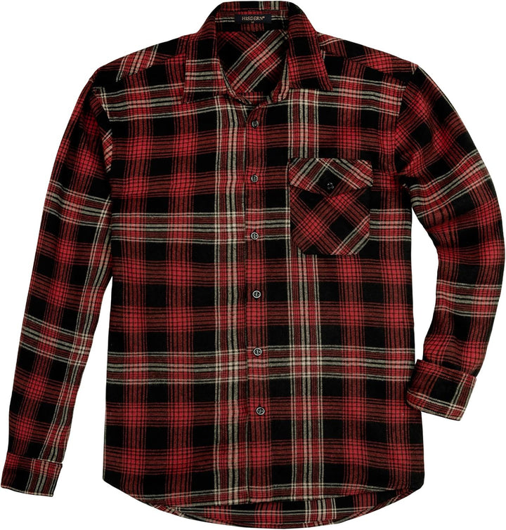HISDERN Flanellhemd Herren Karierte Hemden Herren Langarm Button Down Baumwolle Holzfällerhemd Regul