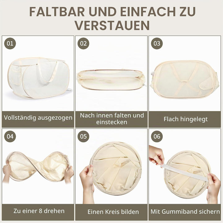 2 Stück Faltbarer Wäschekorb 36 x 36 x 58 cm, Pop Up Wäschekorb Faltbar mit Henkel, Klappbarer Wäsch