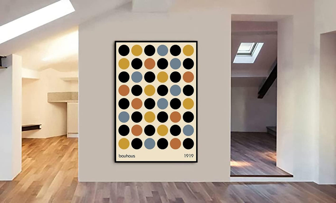 Bauhaus Kunstdruck auf Leinwand, Motiv: farbige Kreise, Abstrakt, 30 x 20 cm, verschiedene Grössen A