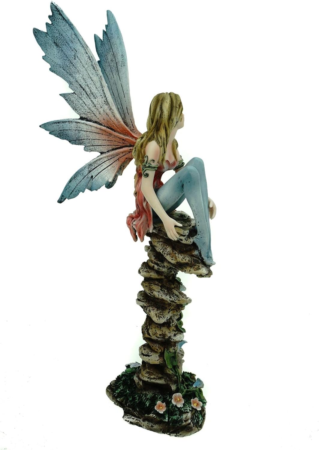 Vogler Fee Calista auf Fels mit Blumenranken 34 cm Figur Fee Fantasy Fairy Elfe, Mehrfarbig