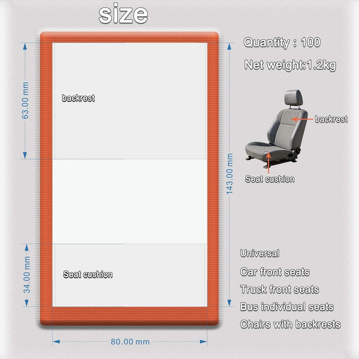 100 Stück Auto Einweg Kunststoff Sitzbezüge Fahrzeug Schutz Mechaniker Valet (1,2 kg) 1.2KG, 1.2KG