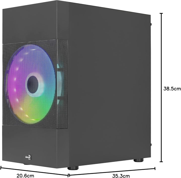 Aerocool ATOMICLITE V1, Micro-ATX Gaming Gehäuse, Front Mesh+2 Lüfter FRGB, Schwarz Schwarz ATOMICLI