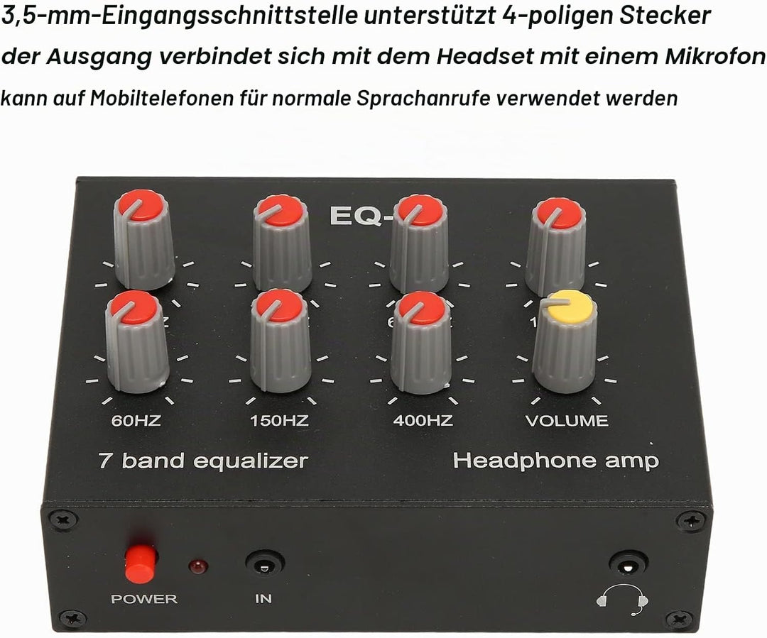 Cuifati 7-Band-Sound-Equalizer, Zweikanal-Digital-Equalizer mit Hoher Basseinstellung, Car-Audio-Gra