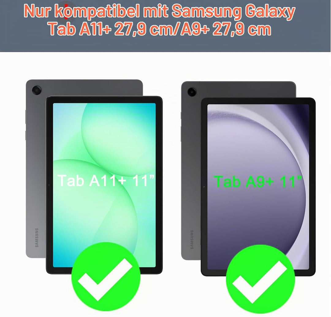 ROOFEI 11" Galaxy Tab A11+ Plus/A9+ Plus Hülle mit Tastatur QWERTZ - Abnehmbare Tastatur mit Touchpa