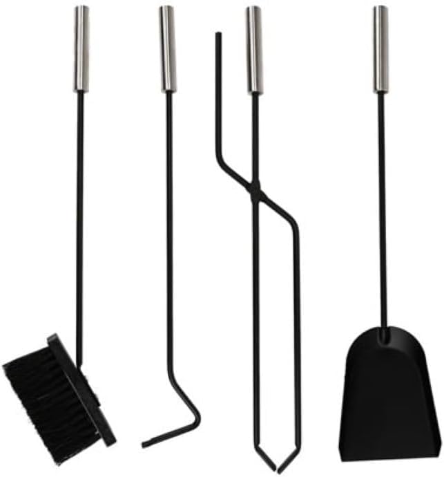 Velleman - BB50112 Kaminbesteck 58x22x14cm 5teilig Silber Kamingarnitur Kaminzubehör Ofen 177255