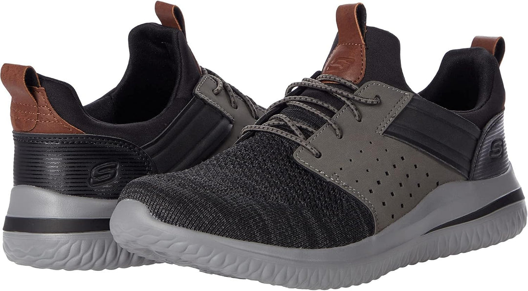 Skechers Herren Delson 3.0 Cicada Sneaker 39.5 EU Weit Schwarz Grau, 39.5 EU Weit Schwarz Grau