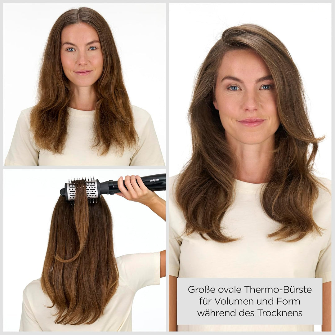 BaByliss Style Smooth 1000, 3-in-1 Warmluftbürste zum Föhnen, Glätten und für Volumen, 1000W, AS128E