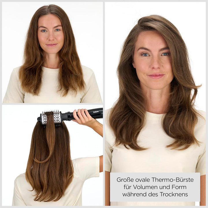 BaByliss Style Smooth 1000, 3-in-1 Warmluftbürste zum Föhnen, Glätten und für Volumen, 1000W, AS128E