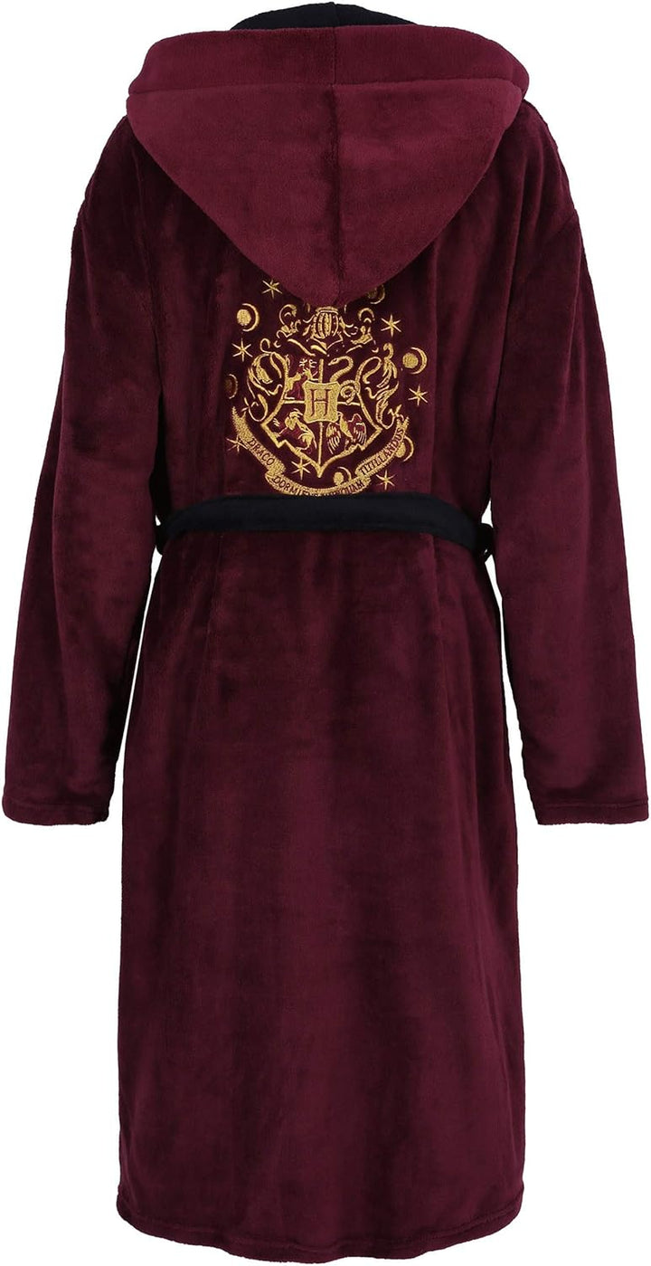 HARRY POTTER Hogwarts Bademantel/Morgenmantel, burgunderrot, für Herren S-M Rot, S-M Rot