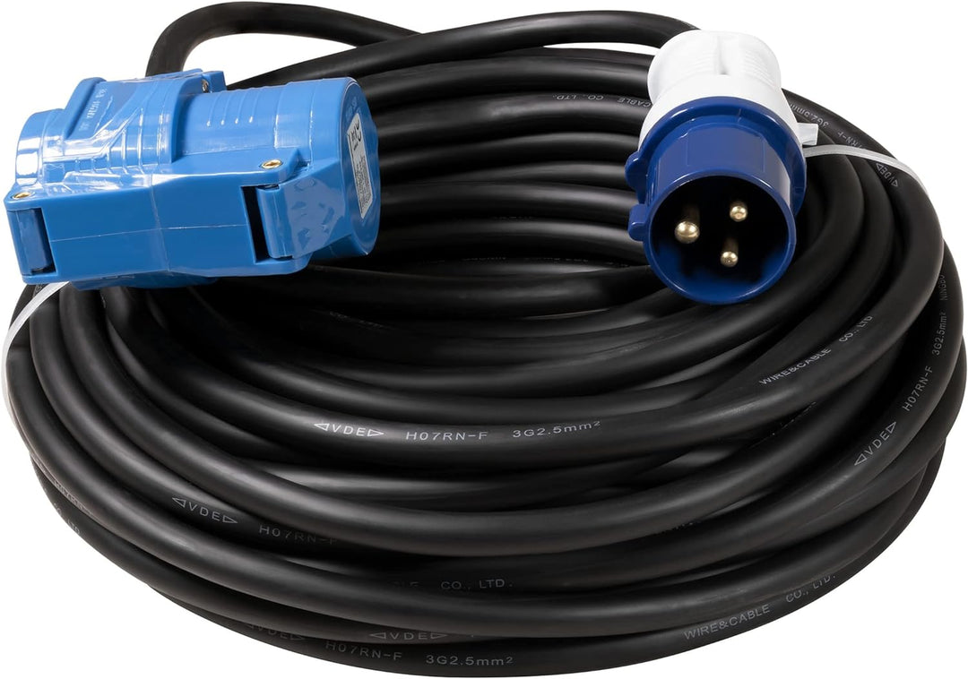 MC POWER - CEE-Verlängerungskabel | 25m H07RNG 3G2,5, 230V, IP44 Starkstrom-Verlängerungskabel für W