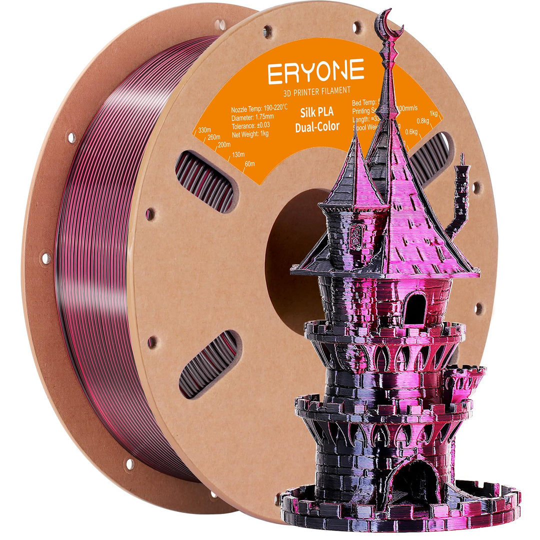 ERYONE Silk Dual Color Filament PLA 3D Printer 1.75mm, -0.03mm, Coextrusion Filament PLA Shiny Filam