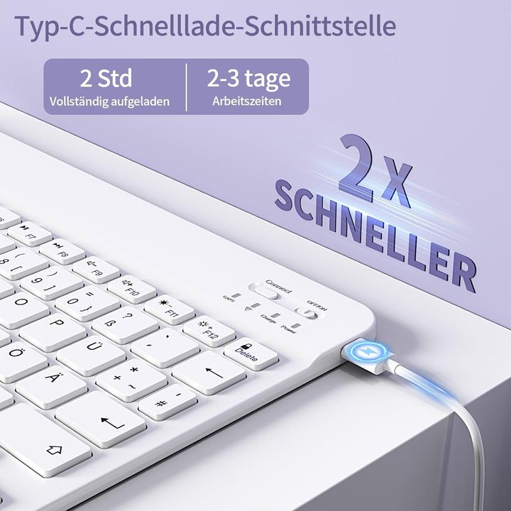 Hülle mit Tastatur für iPad 9. / 8. / 7. Generation 10,2 Zoll 2021/2020/2019, Bluetooth Magnetisch Q