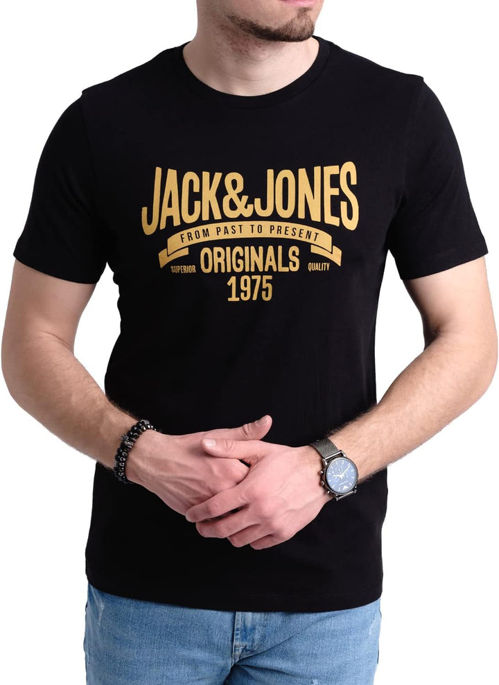 JACK & JONES Herren 5er-Set T-Shirts in verschiedenen Styles, Prints und Farben aus Baumwolle S Irin