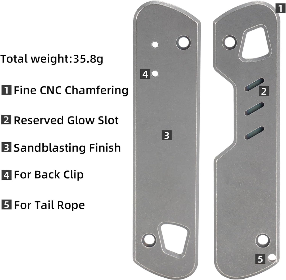 HorixGear 1 Paar Handle Patch Custom Titanium Scales für T4 Multitool, Sandstrahlh Finish (silber Ti