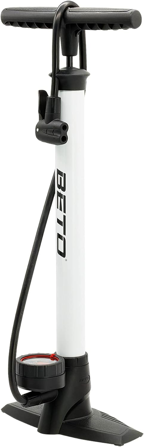 P4B | Luftpumpen mit oder ohne Manometer | Fahrradpumpe geeignet für alle Schlauchventile, Weiss = M