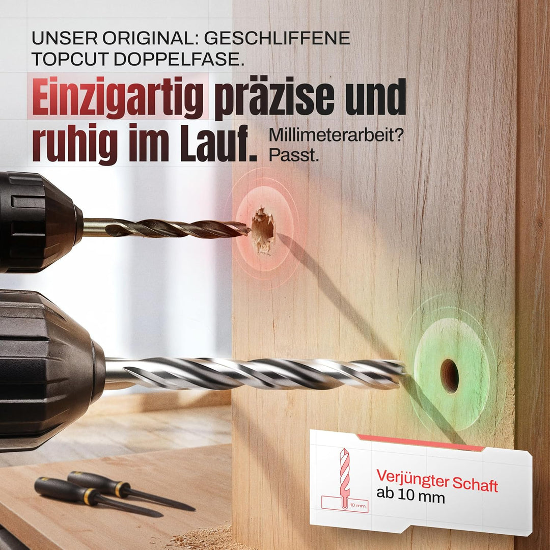 WELIQU 10 Stück HSS-G Holzbohrer Ø 5,0 mm für Hart- und Weich-Holz - ACHTUNG: Sehr scharfe Bohrer au