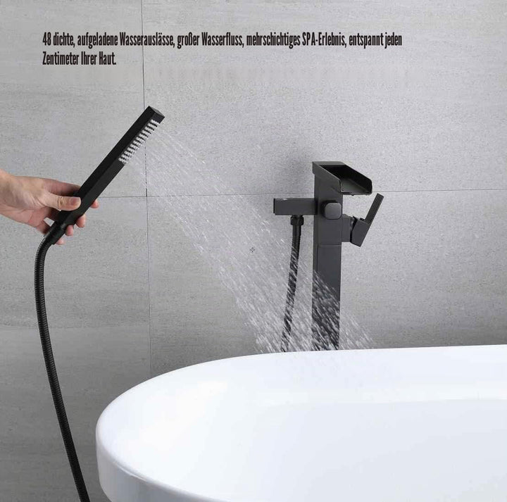 Standarmatur Freistehend Schwarz Wannenarmatur Wasserfall Schwarz,Messing,Freistehende Wannenarmatur