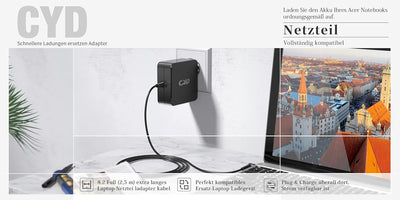 65W Notebook-Netzteil für Lenovo-Ladekabel Ideapad 3-14IIL05 3-14IML05 3-14ITL05 3-14ITL6 3-15ABA7 3