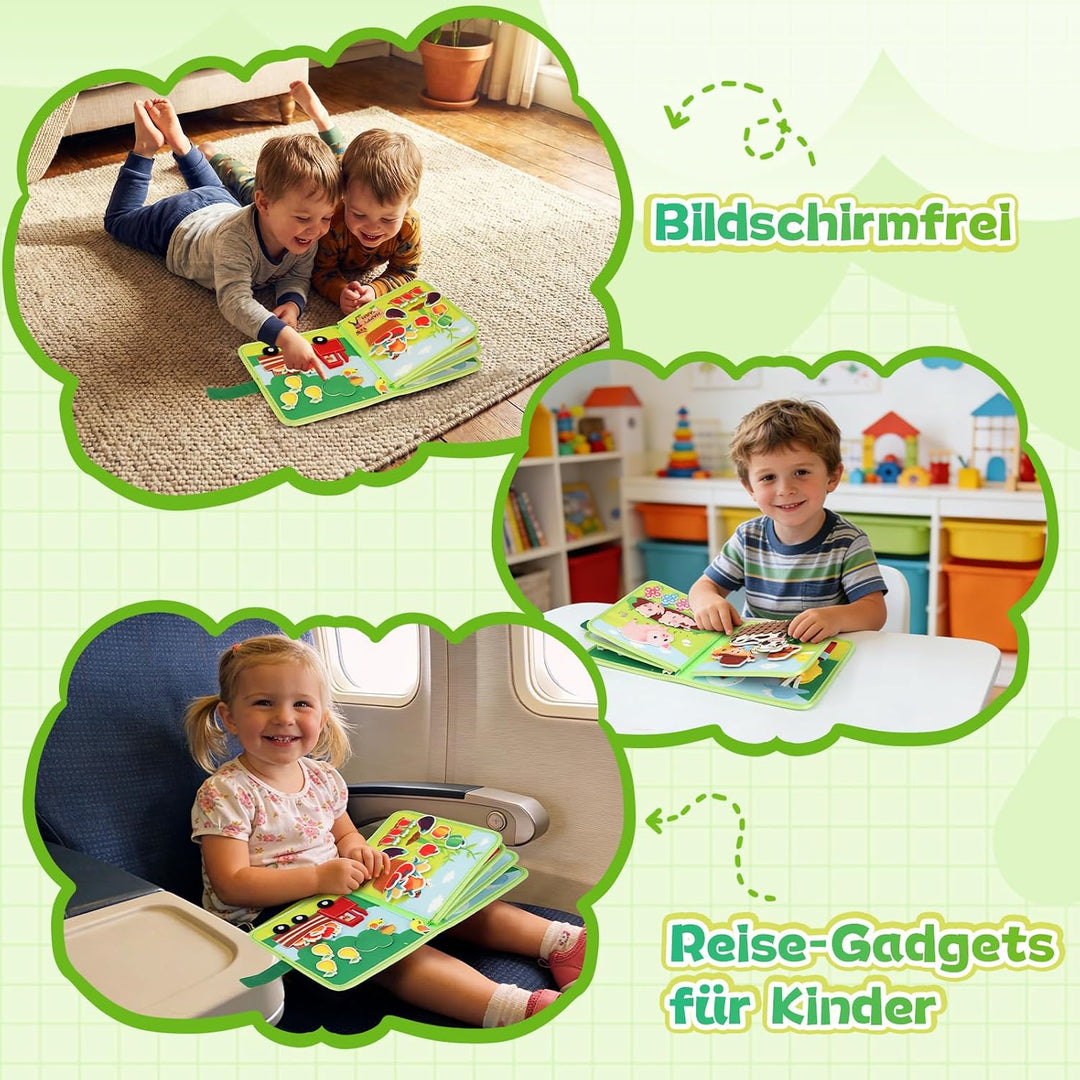 25‑in‑1 Bauernhof Busy Board ab 1 Jahr für unterwegs | Quiet Book Montessori Spielzeug, Geschenk für