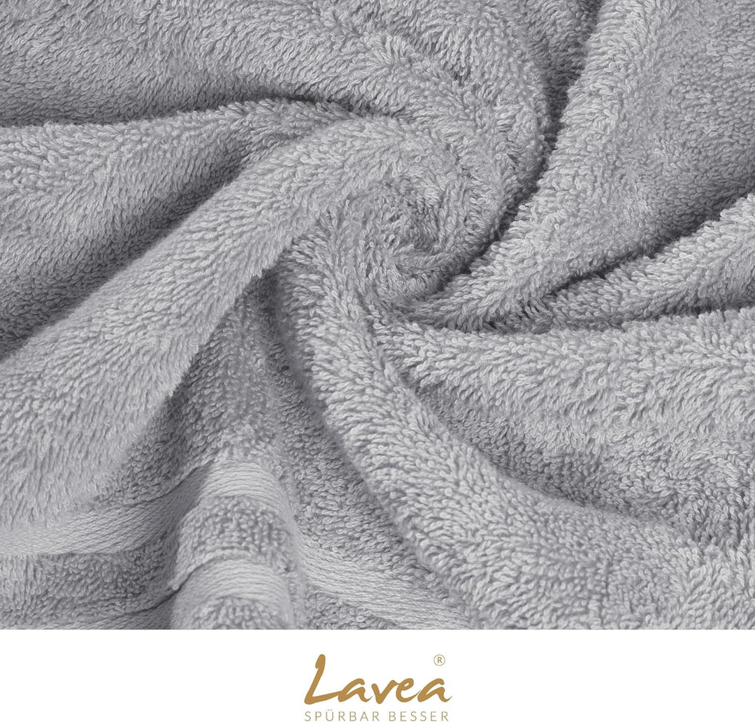Lavea 2er Set Saunatuch 80x200cm, Frottierserie Elena, Silber 2 x 80 x 200 cm Silber, 2 x 80 x 200 c