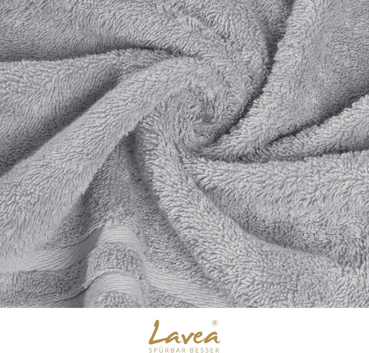 Lavea 2er Set Saunatuch 80x200cm, Frottierserie Elena, Silber 2 x 80 x 200 cm Silber, 2 x 80 x 200 c