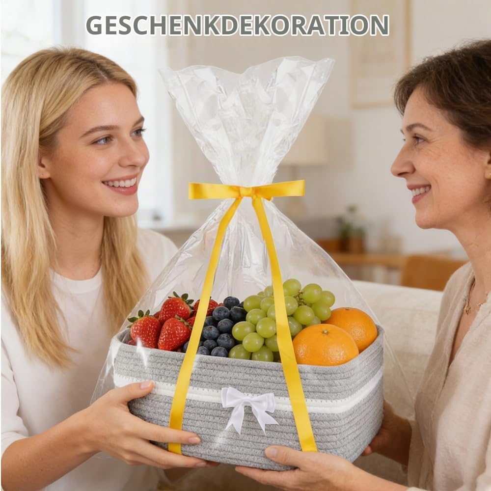 Geschenkkorb Leer Gross, 34x25x15 cm Aufbewahrungskorb mit Geschenktüten &amp; Geschenkschleife, Präsent