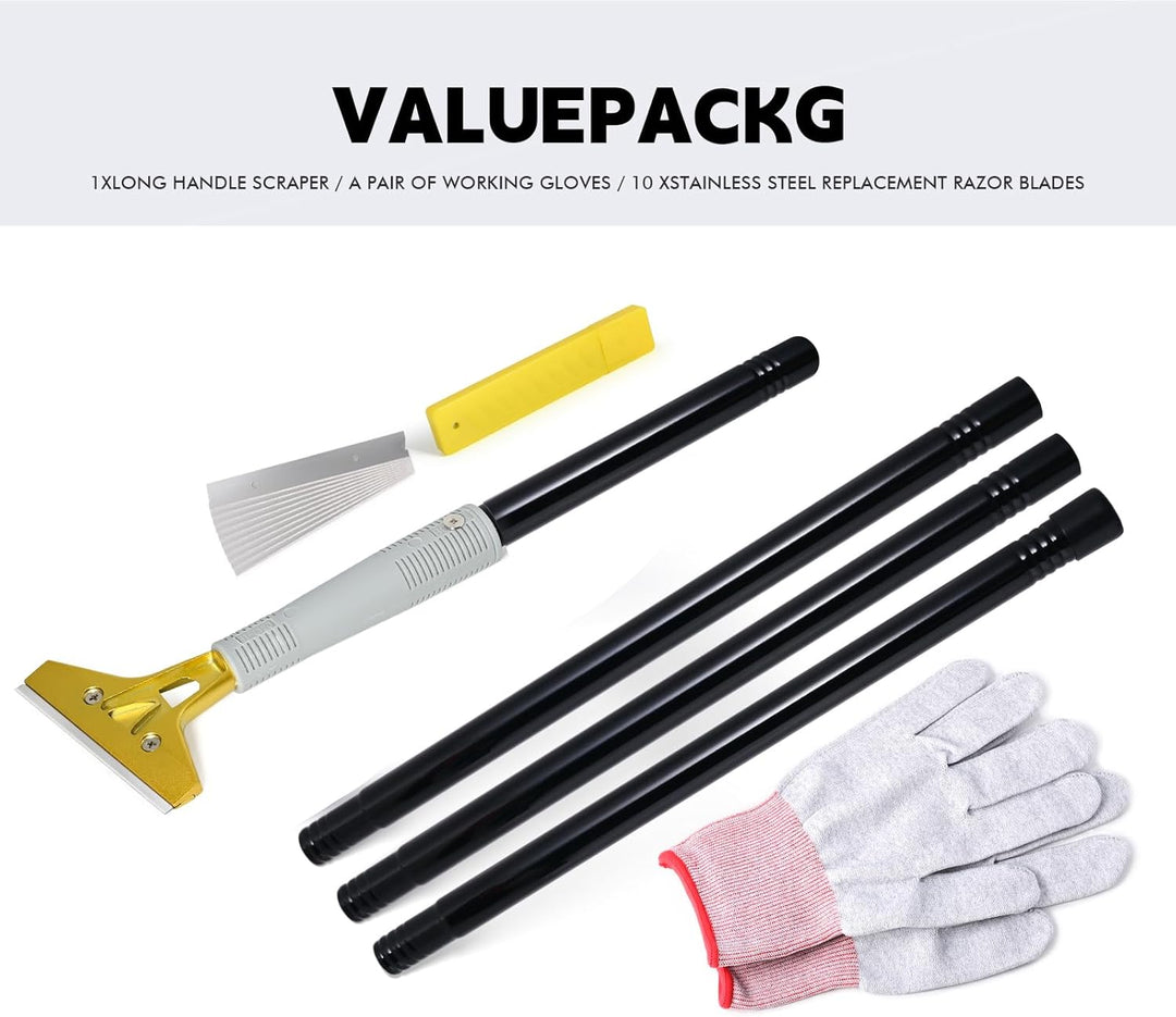 FOSHIO LangGriff Tapetenentferner 4" Schaber mit 20PCS Klinge Tapetenschaber Und 150cm Verlängerungs