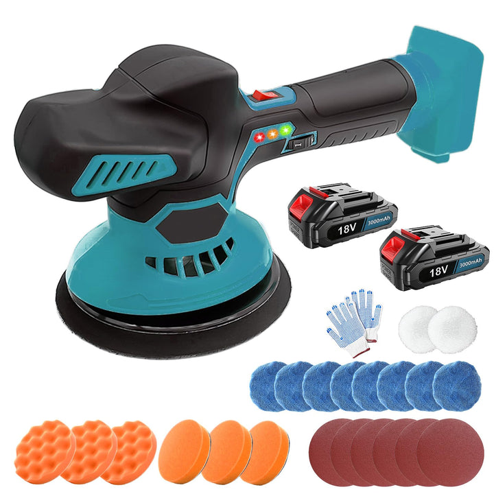 Auto Poliermaschine,18V Exzenter Poliermaschine mit 2x3Ah Akku Zum Polieren von Autos/Booten/Keramik