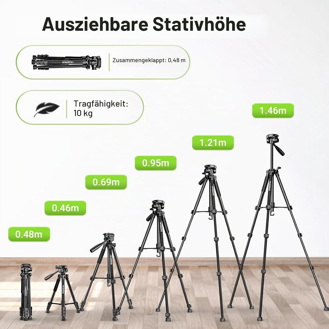 Huepar Professionelles Baustativ für Laser und Kameras, 146 cm verstellbar für Hochleistungslaser, P