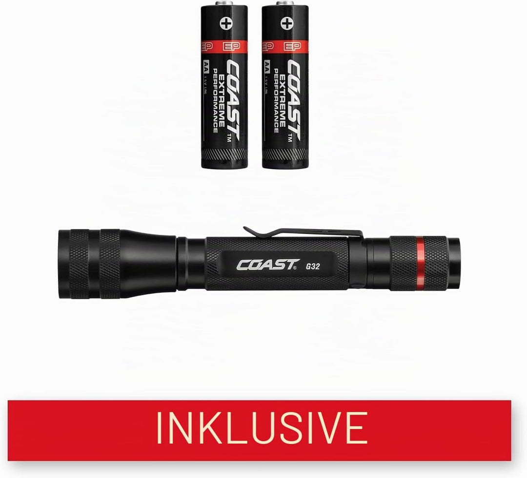 Coast G32 370 Lumen Twist Fokus LED Taschenlampe, Schwarz
