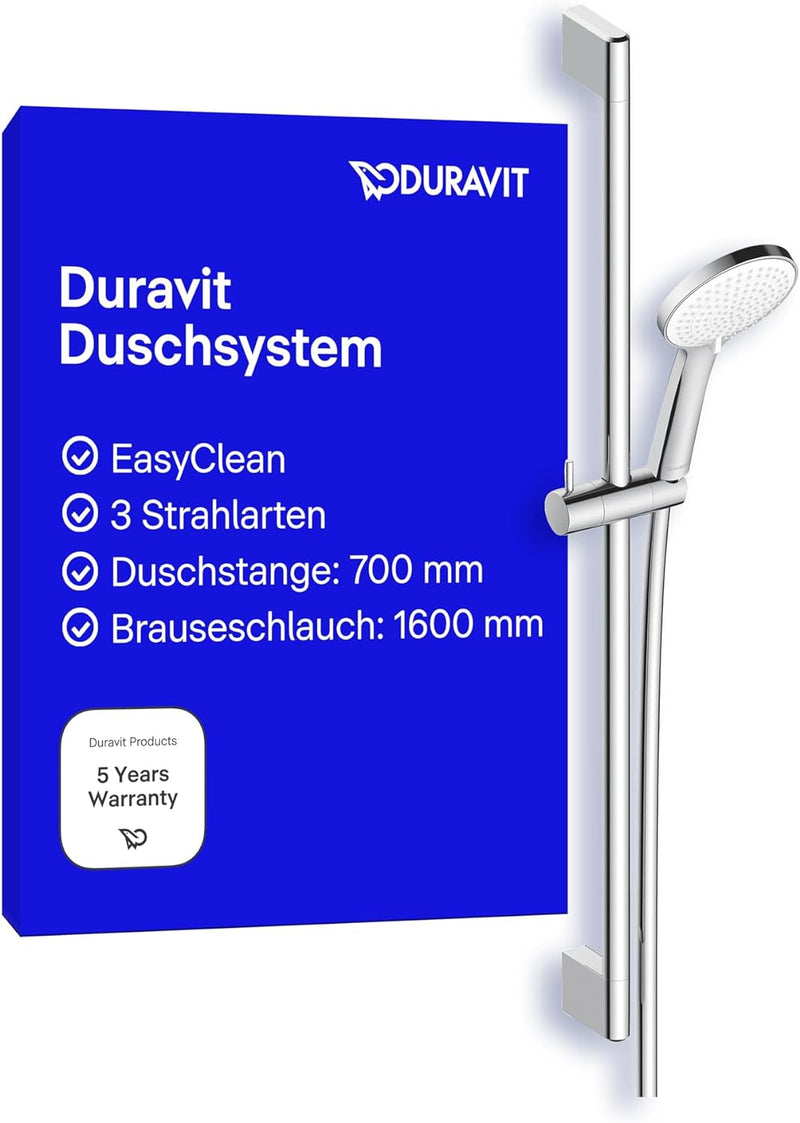 Duravit Universal Duschsystem, Duschset mit 3 Strahlarten (Rain, Intense Rain, Soft Rain), Duschstan