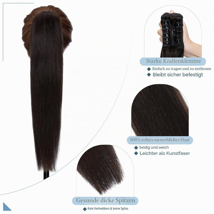 SEGO Ponytail Extension Echthaar Pferdeschwanz Zopf Clip in Haarteil Haarverlängerung 100% Remy Haar
