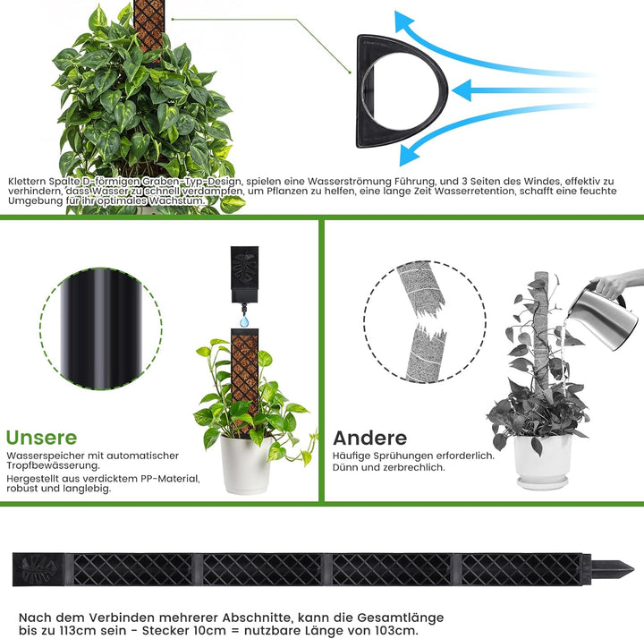 Moosstab für Monstera Rankhilfe Zimmerpflanzen - 103cm Rankhilfe Pflanzstab Monstera,Efeutute Pflanz