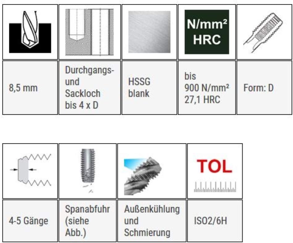 BAER Einschnittgewindebohrer Form D - MF 9 x 1,0 - HSSG Gewindeschneider - Gewindebohrer MF9 - Gewin