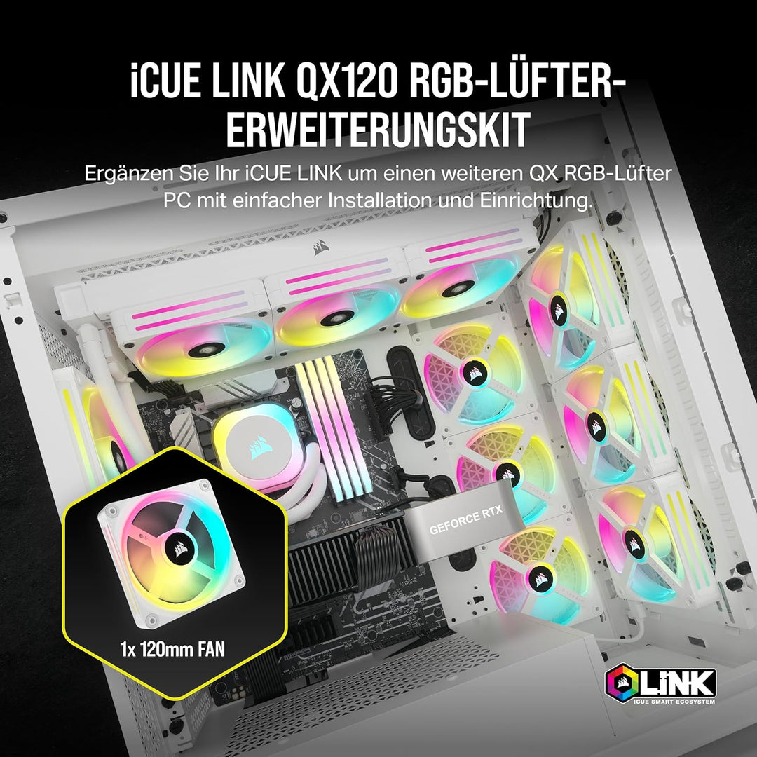 Corsair iCUE LINK QX120 RGB 120mm Magnetic Dome RGB Lüfter - Weiss Nur Fans Einfach (120mm) Weiss, N