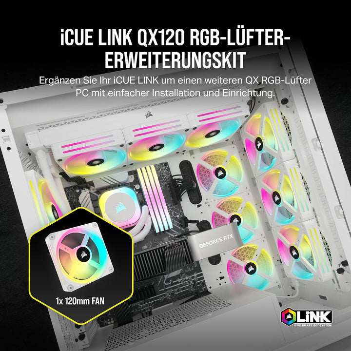 Corsair iCUE LINK QX120 RGB 120mm Magnetic Dome RGB Lüfter - Weiss Nur Fans Einfach (120mm) Weiss, N