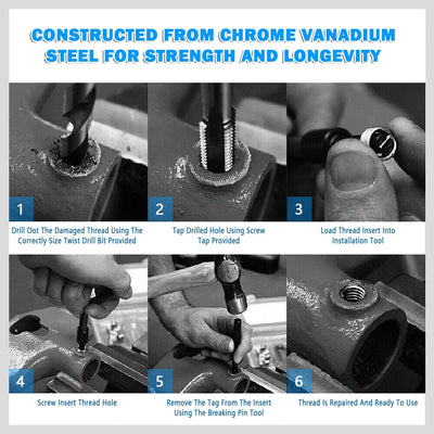 CCLIFE 131-tlg Gewindereparatur Gewinde Reparatur Satz mit M5 M6 M8 M10 M12 | Einsätze, Gewinderepar
