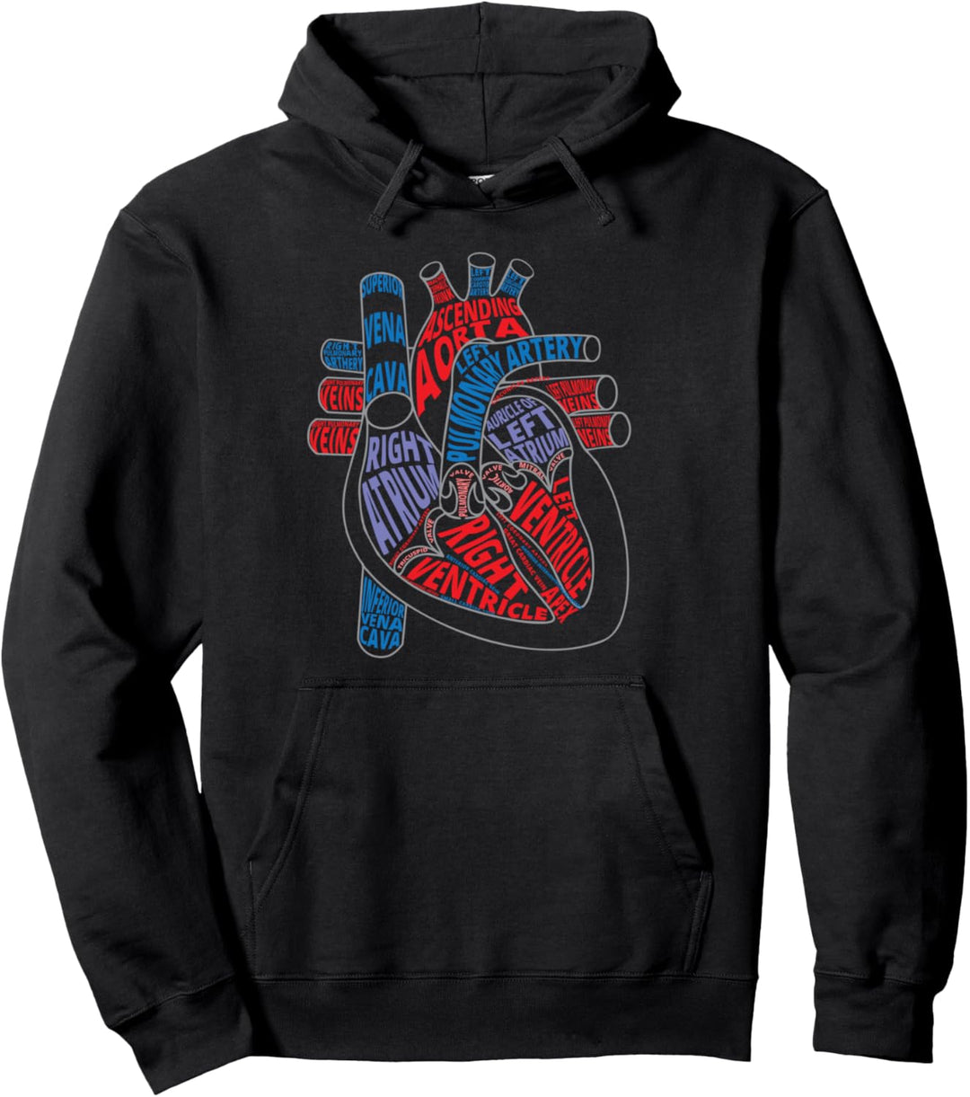 Parts of the human heart. Gift for cardiologists and nurses Pullover Hoodie