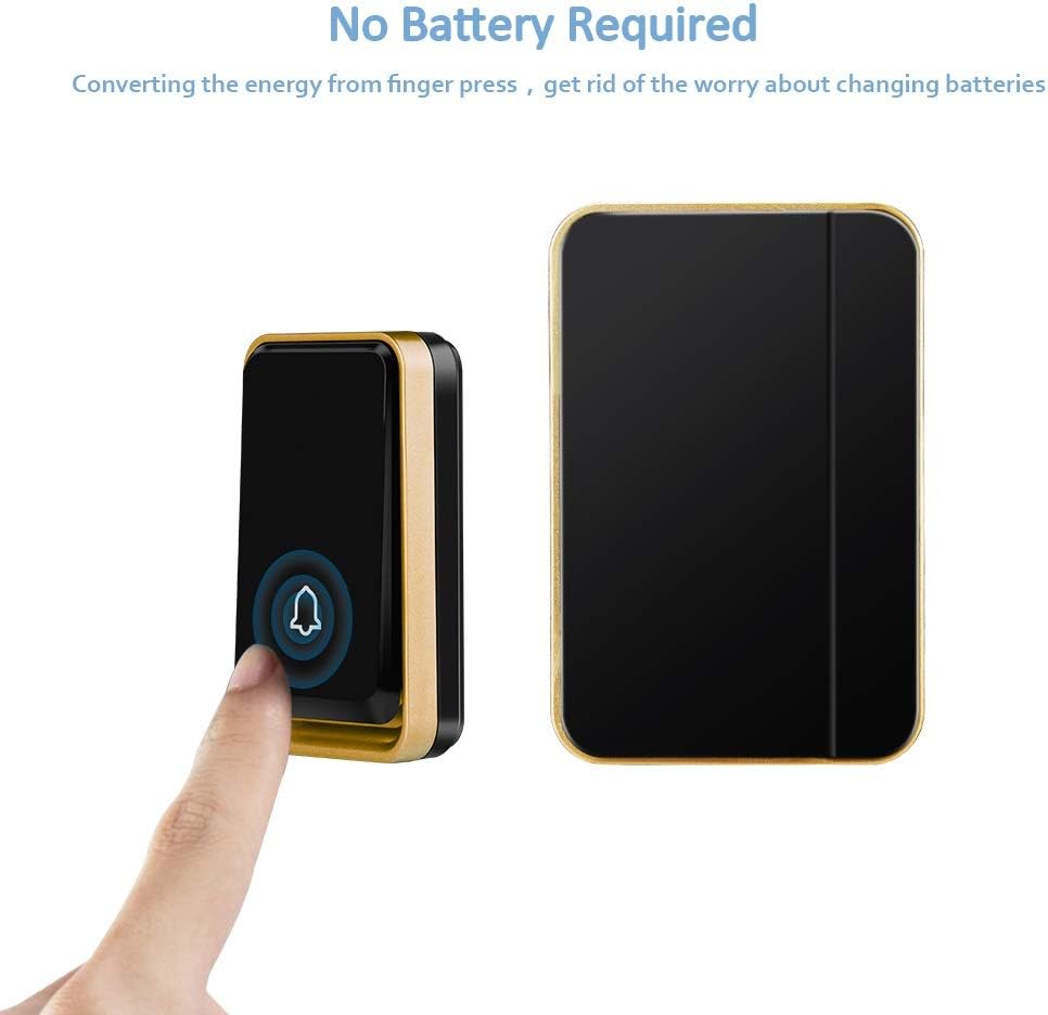 『Keine Batterie Erforderlich』Drahtlose Türklingel wasserdicht, AURTEC-Türklingel-Kit mit 2 Empfänger