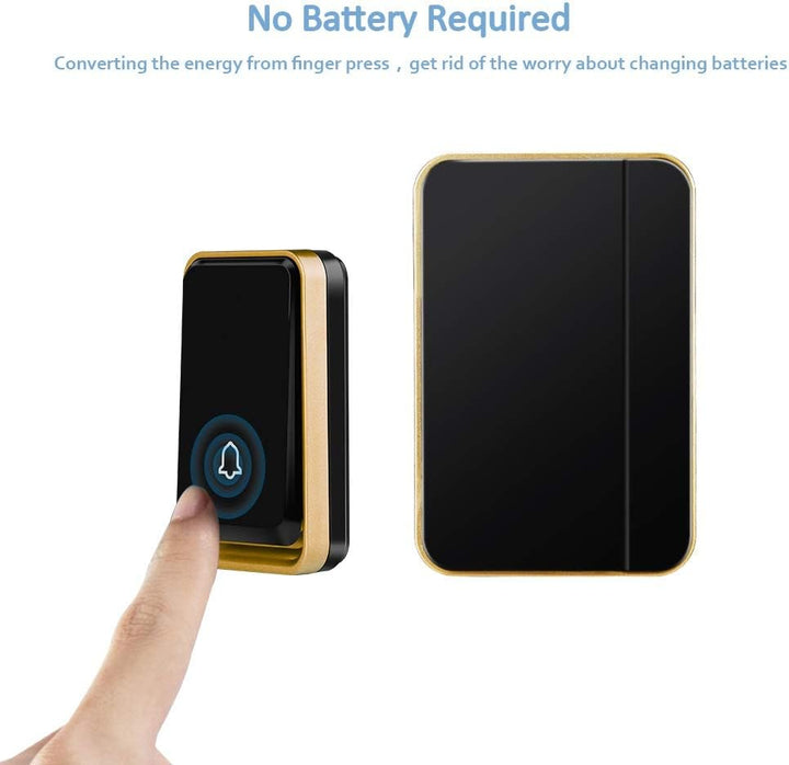 『Keine Batterie Erforderlich』Drahtlose Türklingel wasserdicht, AURTEC-Türklingel-Kit mit 2 Empfänger