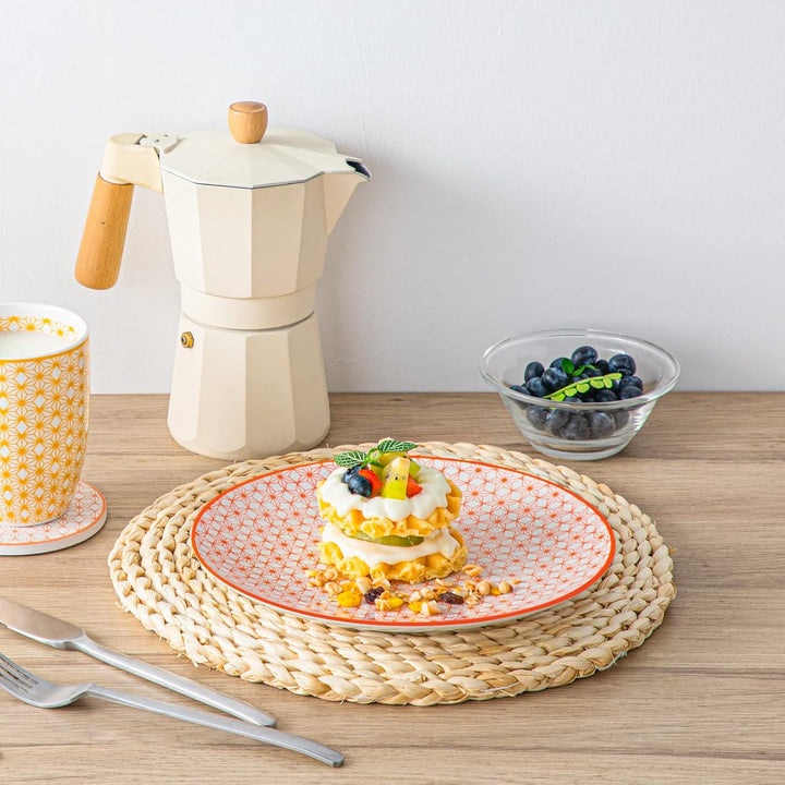 vancasso Natsuki Porzellan Dessertteller, 4 teilig Set Kuchenteller, Ø 21,5 cm Flachteller für Frühs