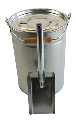 Ascheeimer mit Deckel 14l + Kohleschaufel