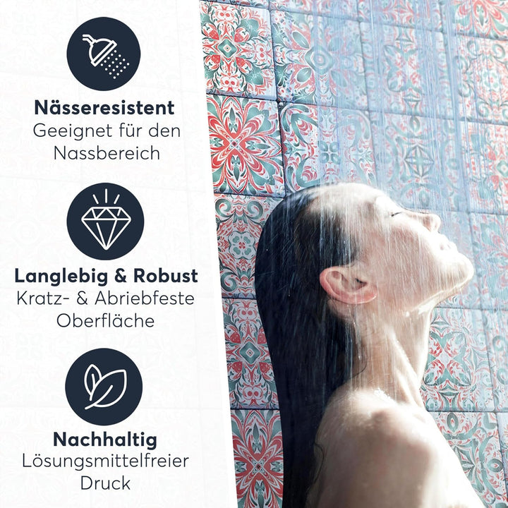 20 Stück Fliesenfolie für Bad und Küche 20x20 cm - Klebefliesen, Mosaikfliesen - Aufkleber Fliesen s