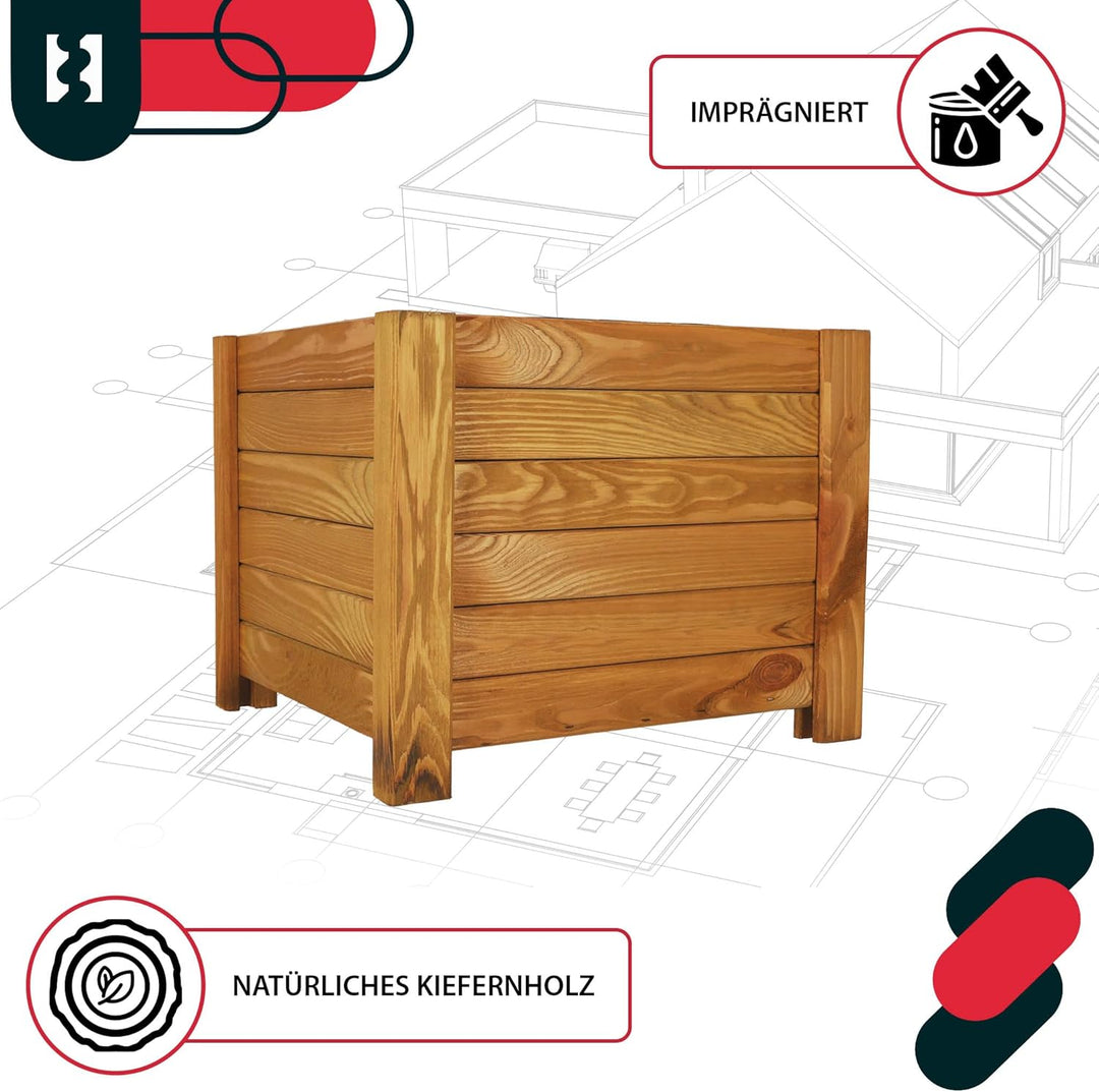 KOTARBAU® Blumenkasten - 38 x 38 x 30 cm - Pflanzkasten mit Vlies - Pflanzkübel gross aussen - Balko