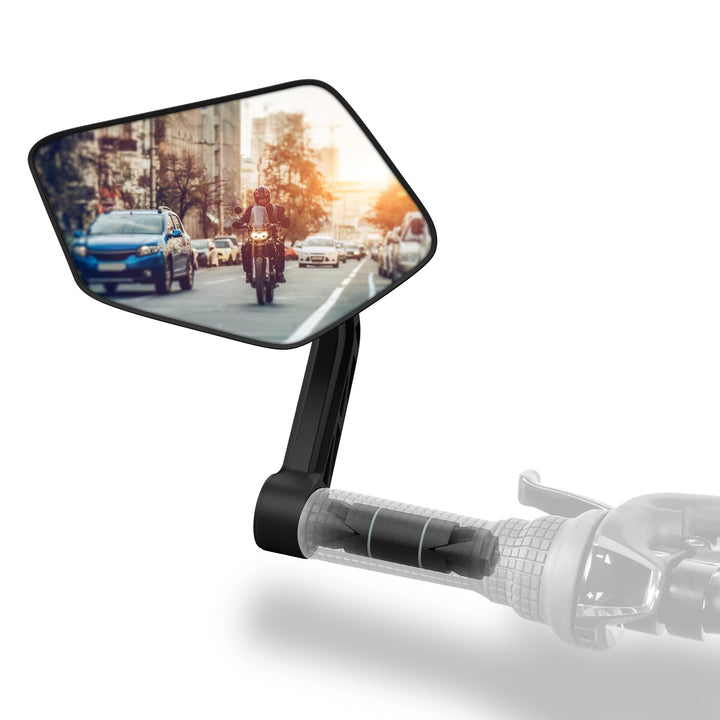 Xcelenze - Fahrradspiegel extra grosse Spiegelfläche |schlagfestes Echtglas| für Lenker ebike | Rück