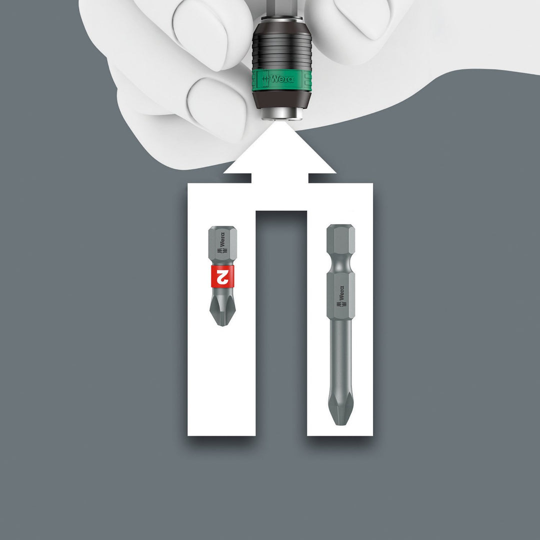 Wera 817 R Bits-Handhalter mit Rapidaptor Schnellwechselfutter, 1/4 Zoll x 133 mm, Wera 05051482001