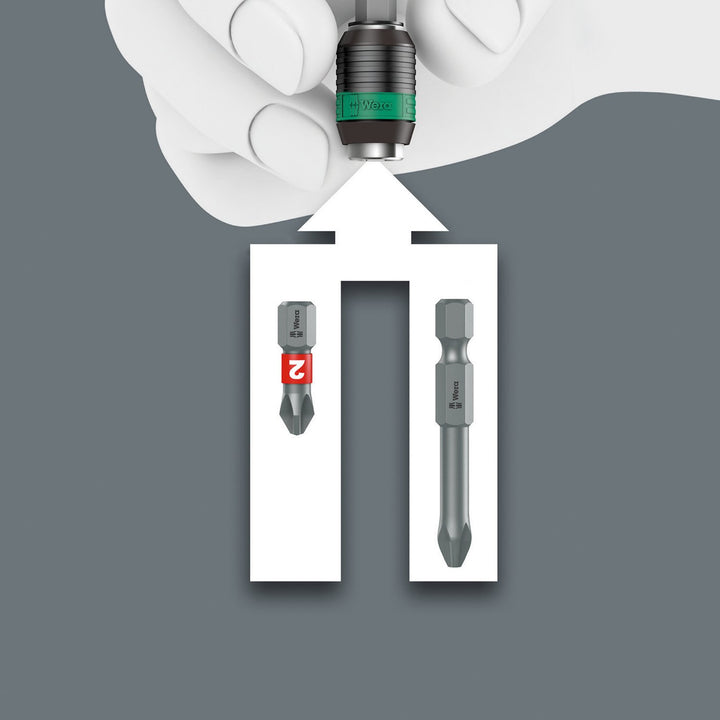 Wera 817 R Bits-Handhalter mit Rapidaptor Schnellwechselfutter, 1/4 Zoll x 133 mm, Wera 05051482001