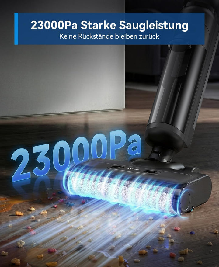 Redkey W13SE Nass Trockensauger Akku, 75Mins Max, 23KPa kabelloser Staubsauger mit Wischfunktion, Se